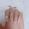 ZYBUXY 24pcs wedding nails for bride Luxury Super Long False nails Rectangl Acrylic, Nude Salon Fake Press on Nails Glossy for women and girls view 3