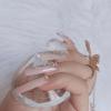 ZYBUXY 24pcs wedding nails for bride Luxury Super Long False nails Rectangl Acrylic, Nude Salon Fake Press on Nails Glossy for women and girls view 4