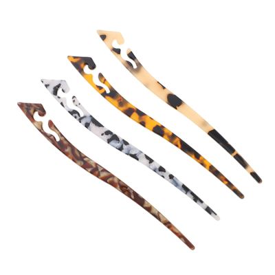 KALLORY 4pcs Retro Acetate Hair Stick Elegant Bun Holders for Thick Hair Chinese Accessories for Women and Girls Cultural Flair and Style