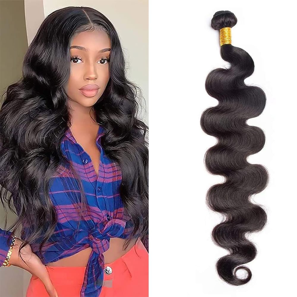 12A Grade Brazilian Virgin Hair Body Wave Hair One Bundles Natural Color 100% Unprocessed Brazilian Remy Body Wave Human Hair Weave Bundles for Black Women (16 Inch)