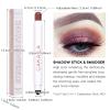 LOKFAR Cream Eye-Shadow Stick, Waterproof Cream Eyeshadow Pen Rotatable Creamy Eye Shadow Pencil Crayon, Matte and Shimmer Eyeshadow Makeup Stick with Sponge Smudger (03# Matte Reddish-brown) view 2