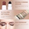 LOKFAR Cream Eye-Shadow Stick, Waterproof Cream Eyeshadow Pen Rotatable Creamy Eye Shadow Pencil Crayon, Matte and Shimmer Eyeshadow Makeup Stick with Sponge Smudger (03# Matte Reddish-brown) view 4