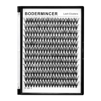 Bodermincer Black Cluster Lashes 240pcs 20D/40D DIY Eyelash Extension D Curl Long Individual Lashes Mixed Tray Faux Mink Lash Clusters Extensions 8-22mm (20D-21mm)