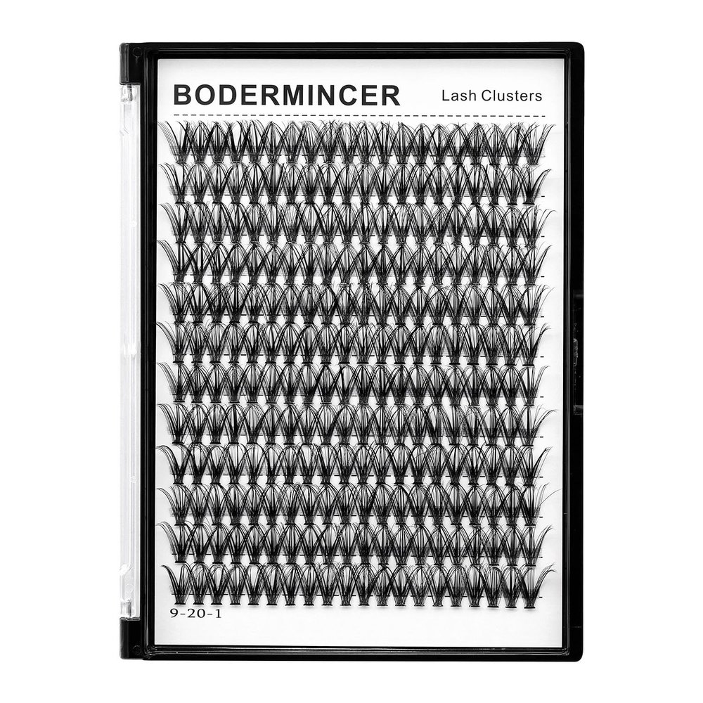 Bodermincer Black Cluster Lashes 240pcs 20D/40D DIY Eyelash Extension D Curl Long Individual Lashes Mixed Tray Faux Mink Lash Clusters Extensions 8-22mm (20D-21mm)