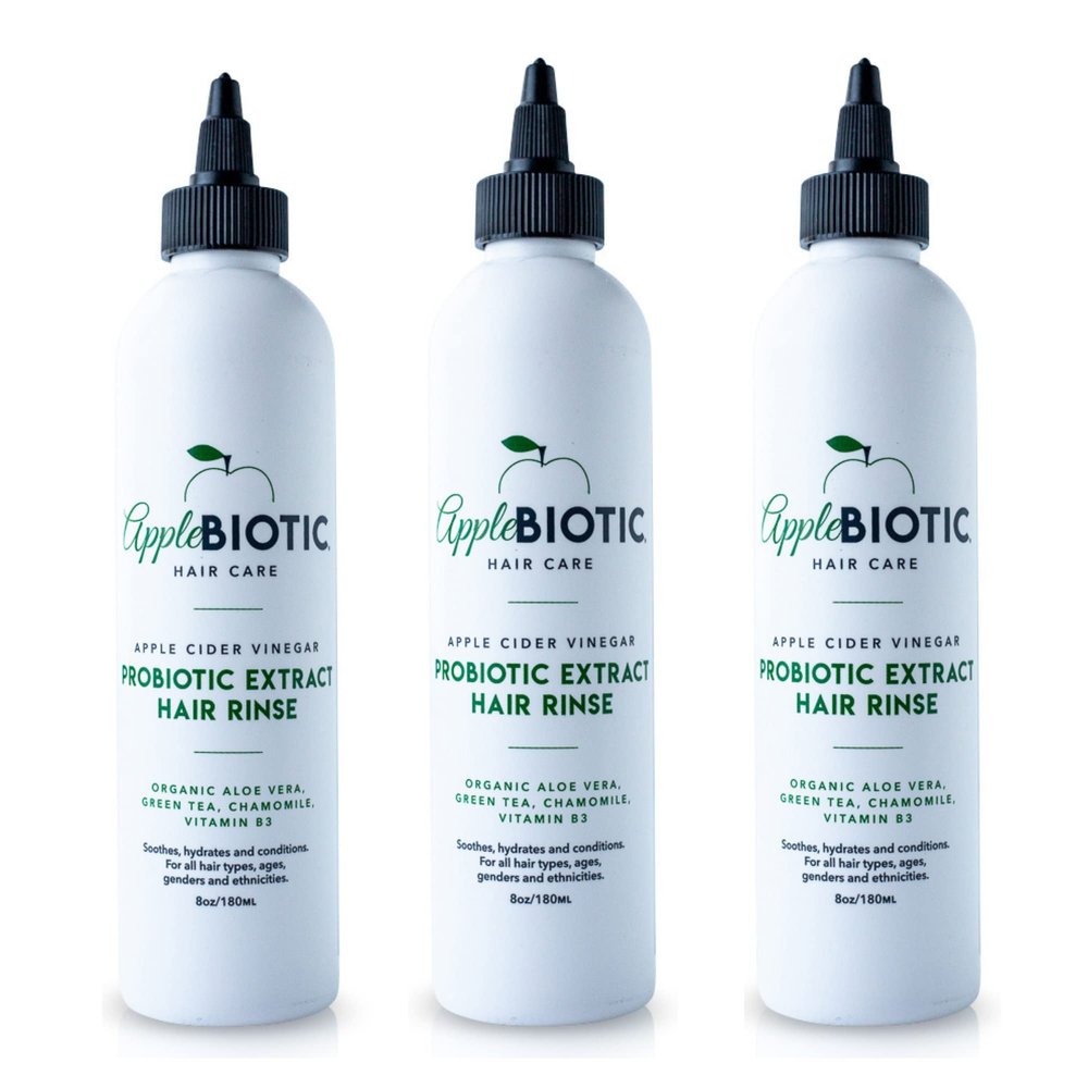 Apple Cider Vinegar Hair Rinse 3PK - Scalp Cleanser & Scalp Buildup Remover, Organic Aloe Vera, Probiotic Extract, Green Tea, Sulfate Free, Color Safe - Removes Product Buildup, Boosts Softness, Shine