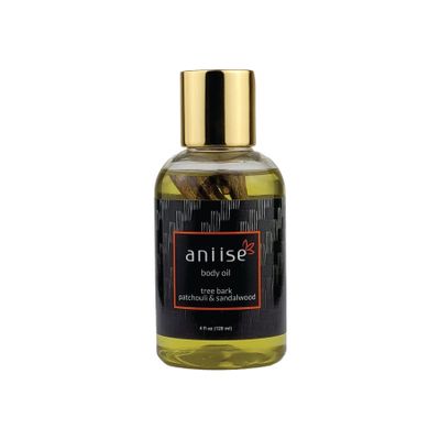 Aniise Luxurious Body Oil with Tree Bark Patchouli & Sandalwood- Natural Oils, Non-Greasy, Fast Absorbing, musky scent Suitable for All Skin Types For Dry or Wet Skin - 4 Fl oz (120 ml)