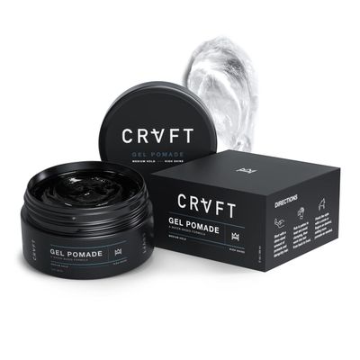 CRVFT Pomade 2oz - Semi-Matte Finish Shine - Original Hold Medium Strength (Gel)  Mens Styling Product, Barber Approved - Water Based/Soluble - Boss Scented - Straight/Thick/Wavy Hair