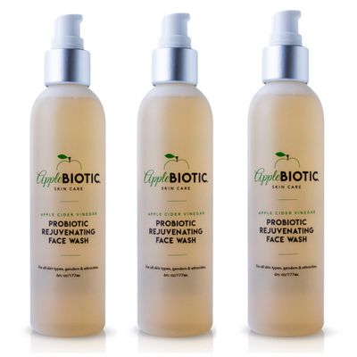 Apple Cider Vinegar Natural Face Wash 3 PK: Exfoliating Gel Foaming Facial Cleanser For Men, Women and All Skin Types. Cleanses Oily Skin, Calms Acne Breakouts and Removes Makeup