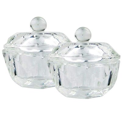 FOMIYES 2pcs Clear Nail Art Acrylic Liquid Powder Dappen Dish Bowl Glass Crystal Cup Glassware with Lid for Nail Art Manicure Care Tools