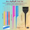 Yetene 27 Pcs Hair Highlighting and Coloring Kit, Include 6 Highlight Cap for Hair Dying Coloring Frosting Caps 6 Dye Shawl 6 Pair Gloves 3 Dye Brush 4 Needle 2 Rat Tail Comb for Salon Hairdressing view 4