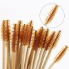 100 Pcs Disposable Mascara Wands, Bamboo Spoolies Brush for Eyelash Extensions, Spooly Eyelash Eyebrow Brushes Lash Wand Applicator Makeup Kits, Brown view 3