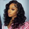 180% Density Short Loose Wave HD Invisible 13X6 Lace Human Hair Wigs Pre Plucked with Bleached Knots Side Parting Body Wave Brazilian Remy Hair Glueless Wigs HD Transparent Lace Bob Wigs for Women view 1