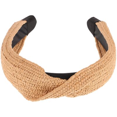 Lurrose Headband Straw Padded Headband Fashion Rattan Wide Band Boho for Bohemian Summer Women Headwear Styling Tools Accessories Knotted