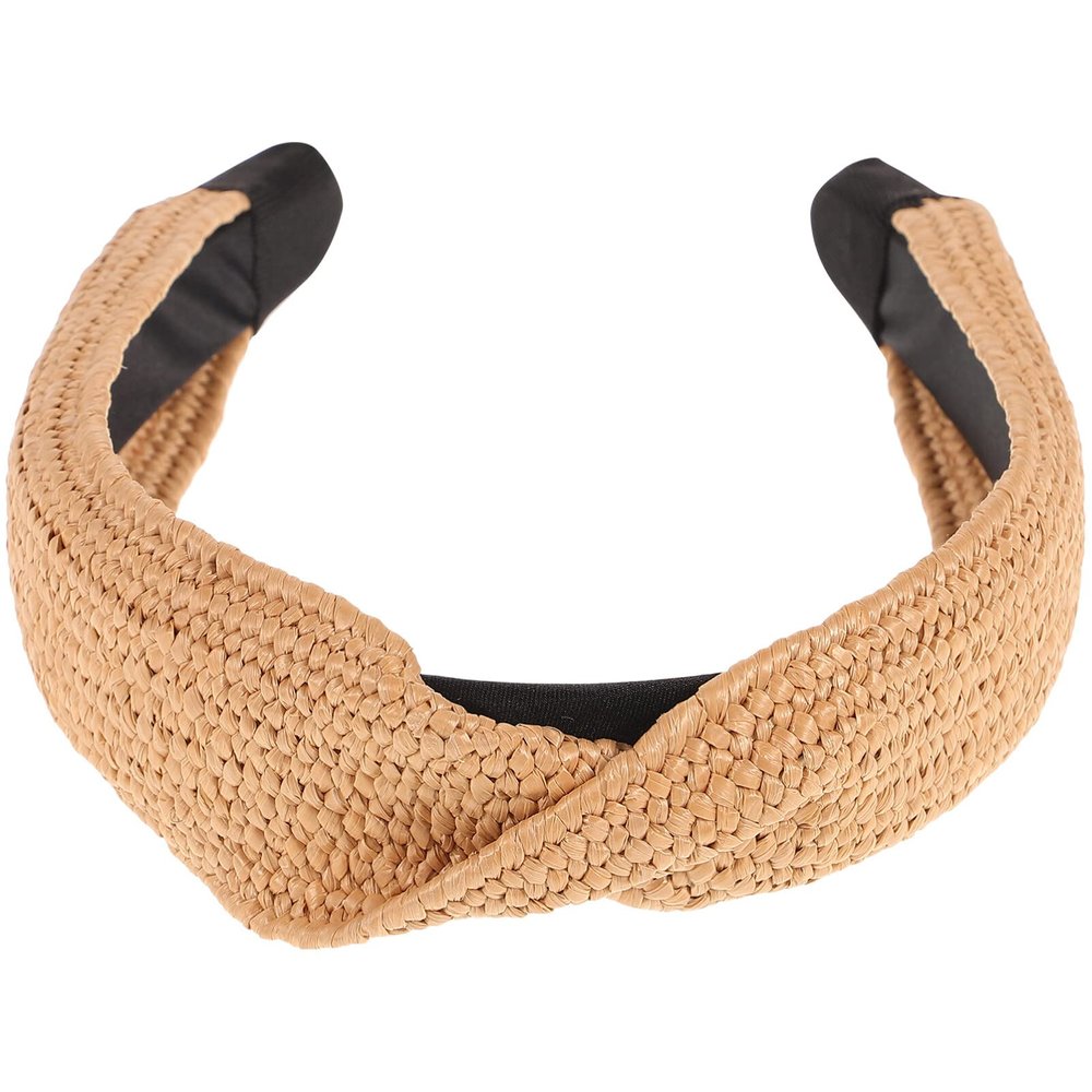 Lurrose Headband Straw Padded Headband Fashion Rattan Wide Band Boho for Bohemian Summer Women Headwear Styling Tools Accessories Knotted