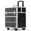 CAMORSA Professional Rolling Makeup Train Case with Drawers, Large Cosmetic Trolley with Folding Trays, Makeup Travel Cosmetics Beauty Storage Organizer With Locks and Swivels (Black) view 1