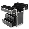 CAMORSA Professional Rolling Makeup Train Case with Drawers, Large Cosmetic Trolley with Folding Trays, Makeup Travel Cosmetics Beauty Storage Organizer With Locks and Swivels (Black) view 2