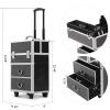 CAMORSA Professional Rolling Makeup Train Case with Drawers, Large Cosmetic Trolley with Folding Trays, Makeup Travel Cosmetics Beauty Storage Organizer With Locks and Swivels (Black) view 3