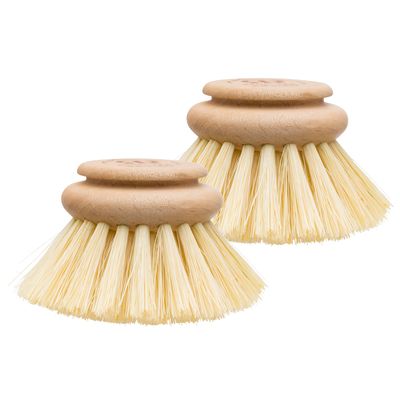 Redecker Dish Brush Replacement Heads, Tampico Fiber, 2 Inch Round, 2 Pack Wooden Brush Refills for Dishes & Cookware, Made in Germany