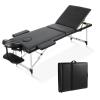 Massage Table Portable Massage Bed Lash Bed Spa Bed 3 Folding Aluminum Height Backrest Adjustable Tattoo Solon Lightweight with Carry Case, Black view 1
