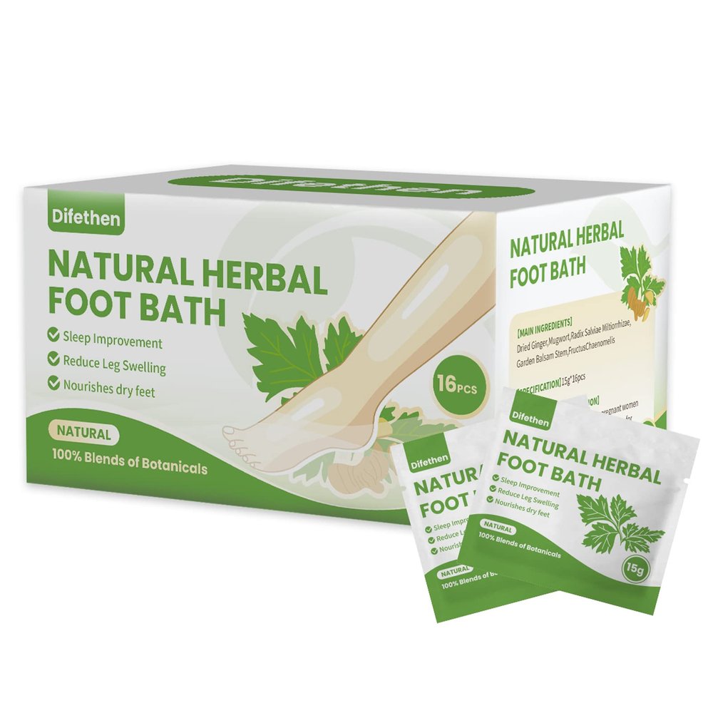 Difethen Natural Mugwort/Wormwood Herbal Foot Soak,Lymphatic Ginger Foot Bath Bag, Anti-Swelling Foot SPA Promote Metabolism, Foot Care 15g/PCS (16PCS)