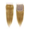 #27 Blonde 4x4 Lace Closure Human Hair  Brazilian Virgin Remy Straight HD Transparent Closure, Pre-Plucked Natural Hairline, Free Part Invisible Lace for Women, 27 10Inch view 2