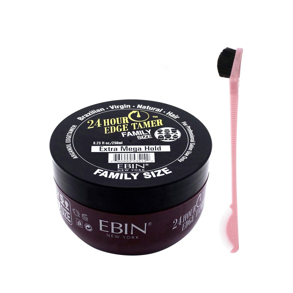 EBIN NEW YORK 24 Hour Edge Tamer Kit (8.25oz/ 250ml, Hard) No Flaking, No White Residue, Shine and Smooth texture with edge hair styling