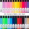 SXC Cosmetics 24-Color Gel Liner Set for Nail Art - With Built-in Thin Brush for Swirl Nail Designs and Soak-Off Gel Polish view 2