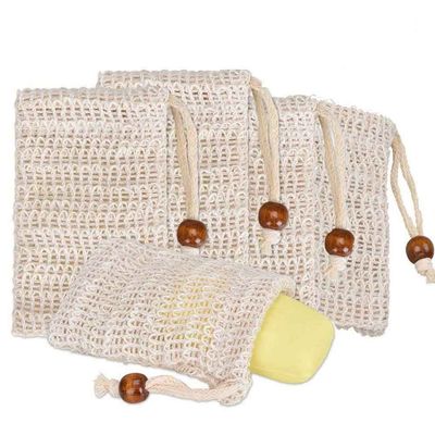 10 Pack Ramie Soap Bags Mesh Soap Exfoliating Bag Pouch Soap Saver Exfoliating Bath Bag with Drawstring for Bath