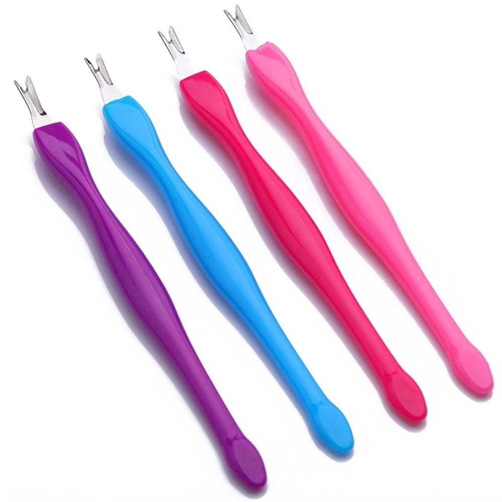4pcs Dead Skin Remover Nail Art Fork Cuticle Remover Nipper Pusher Trimmer Stainless Steel Pedicure Nails Care Nail Tools(Random Color)
