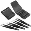 Abdul of Sialkot Eyebrow Tweezer Set for Women & Men - Professional Slant and Pointed Tweezers Set with Case - Precision Tweezers Kit for Facial Hair, Splinter and Ingrown Hair Removal (Black 4 piece) view 2
