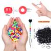 1605pcs Bead Kit for Kids' Hair Braiding: 600pcs Candy Pony Beads, 1000pcs Elastic Bands, and 2 Quick Beaders view 3