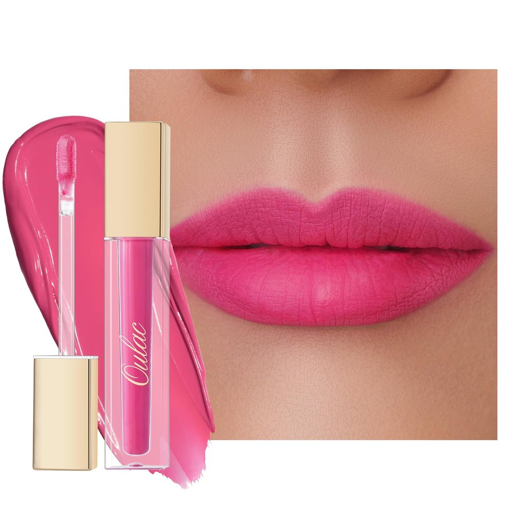 Oulac Matte Liquid Pink Lipstick for Women, Long Lasting Lipstick Waterproof Lip Stain, No Transfer, Creamy High Pigmented Formula with Rose Oil, Vegan & Cruelty-Free, Pink M09