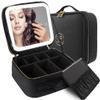 MOMIRA Travel Makeup Bag Cosmetic Bag Makeup Organizer Bag with Lighted Mirror, Adjustable Brightness in 3 Color Scenarios, Waterproof Makeup Train Case, Gift for Women - Black view 1