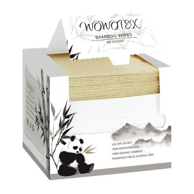 WOWOTEX Bamboo Rayon Disposable Face Towel Biodegradable Large Dry Face Wipes 120 Count / 2 Boxes Extra Thick Soft Clean Facial Towels for Sensitive Skin, Makeup Removing, Facial Cleansing, Nursing