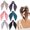 6 Pcs Bowknot Hair Scrunchies Scarf Hair Ties 2 in 1 Ponytail Holder Hair Ties Satin Chiffon Scrunchy Hair Bands with Bows Hair Scrunchy Ropes view 4