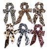 6 Pcs Velvet Bowknot Hair Scrunchies Scarf Hair Ties Leopard Print Scrunchy 2 in 1 Ponytail Holder Bows Hair Scrunchy Ropes view 1
