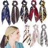 8 Pcs Bowknot Hair Scrunchies Hair Scrunchy RopesSatin Silk Scarf Hair Ties Leopard Print Bows Stripe Pattern Scrunchy Ponytail Holder view 3