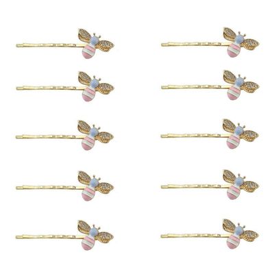 10 Pcs Cute Rhinestone Honeybee Hairpins Metal Hair Clips Barrette Bobby Pin Hair Side Clip
