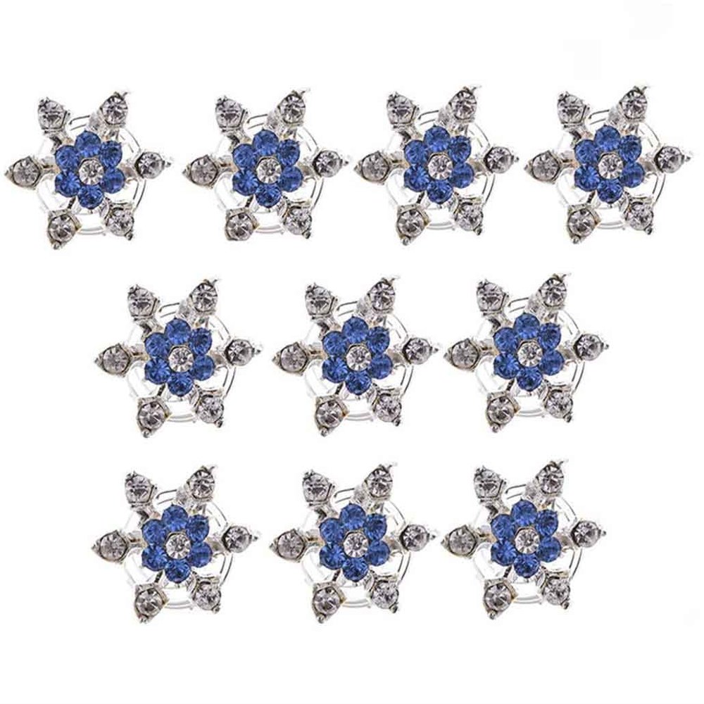 10 Pcs Snowflake Wedding Bridal Hair Crystal Spin Hair Twists Coils Hair Clips Gem Rhinestone Metal Spiral Twist Bun Hair Pins