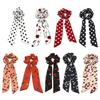 9 Pcs Bowknot Hair Scrunchies Satin Chiffon Scarf Hair Bows Polka Dot Pattern Ties Floral Scrunchy Ponytail Holder Hair Scrunchy Ropes view 1