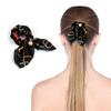 4 Pcs Bowknot Hair Scrunchies Chiffon Elastic Ponytail Holder Floral Hair Scrunchy Ropes Rabbit Bunny Ear Hair Bands Scarf Hair Ties view 3