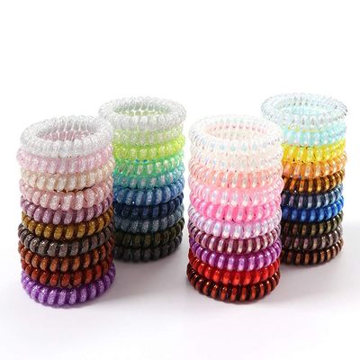 40 Pcs Spiral Telephone Hair Ties Coil Elastic Coil Hair Ties Phone Cord Hair Ties Ponytail Holder No Crease Hair Ties Spiral Hair Ties