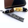 Damascus Steel Straight edge Razor Barber Salon Shaving wet shave real leather sheath for men SM151 view 1