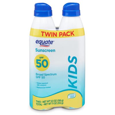 MUHU Equate Kids Sunscreen Spray, SPF 50, 11 oz, 2 Count