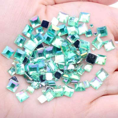 Nail Rhinestones Flat Back Stone Square 4mm 10000pcs Bulk Bag for Crafts Scrapbooking DIY Clothes Nail Art Decorationn - (Color: 16ab Green Ab)