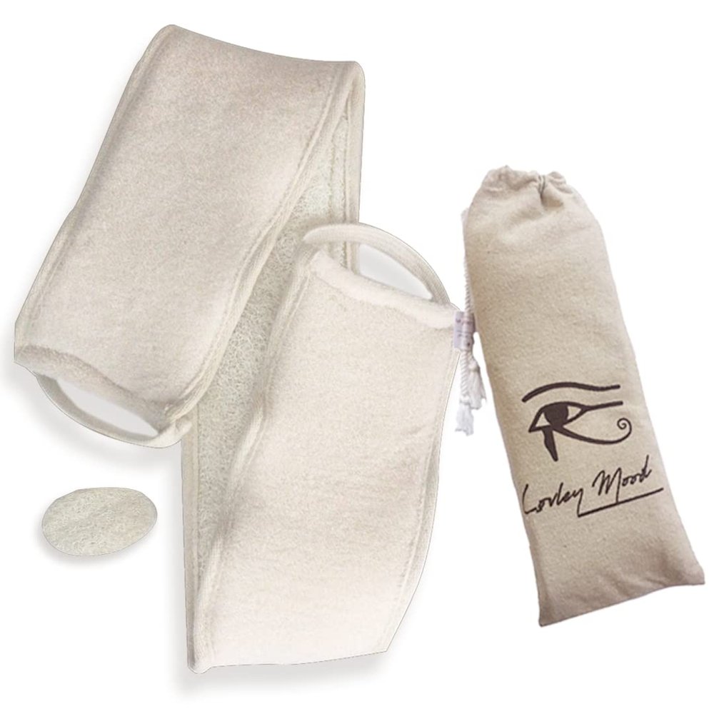 Natural Egyptian Loofah Exfoliating Back Scrubber and Mini Facial Loofah
