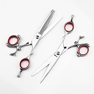 Swivel Thumb Hair Cutting Shears, 6inch Titanium Flying Shears Swivel Thumb Shears Rotary Hair Scissors Hairdressing Fly Scissors Hairdresser Scissors (Color : 6 inch set)