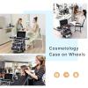 FRENESSA Professional Rolling Makeup Case Aluminum Trolley Train Case with 360 Swivel Wheels for Makuep Artist Travel Cosmetic Organizer with Sliding Drawers for Nail Tech Hairstylist Barber, Black view 2