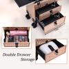 FRENESSA Professional Rolling Makeup Case Aluminum Trolley Train Case with Swivel Wheels for Makuep Artist Travel Cosmetic Organizer with Sliding Drawers for Nail Tech Hairstylist Barber Rose Gold view 4