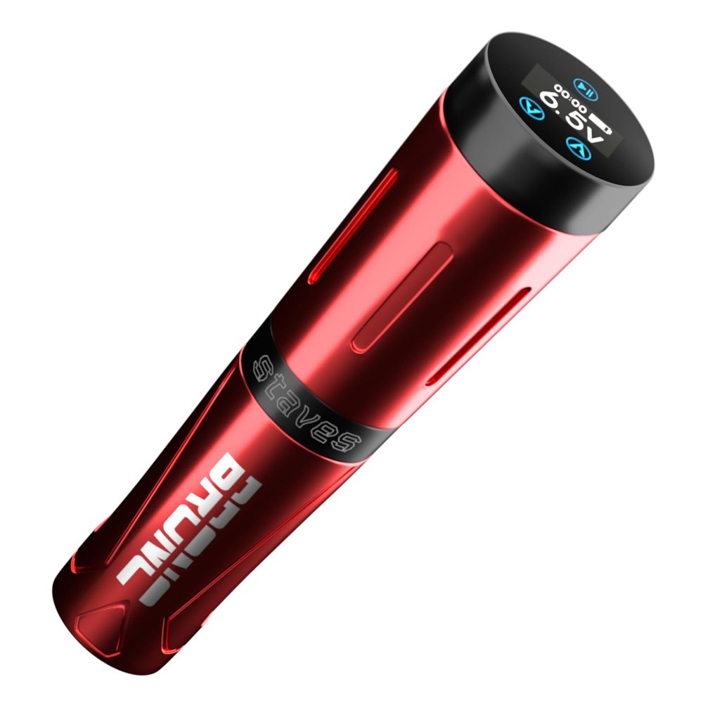 BRONC Staves Wireless Tattoo Machine Rotary Pen Style Supply Coreless Motor 1800mAh Battery Power (Red)